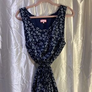 White Floral Romper with Synched Waist